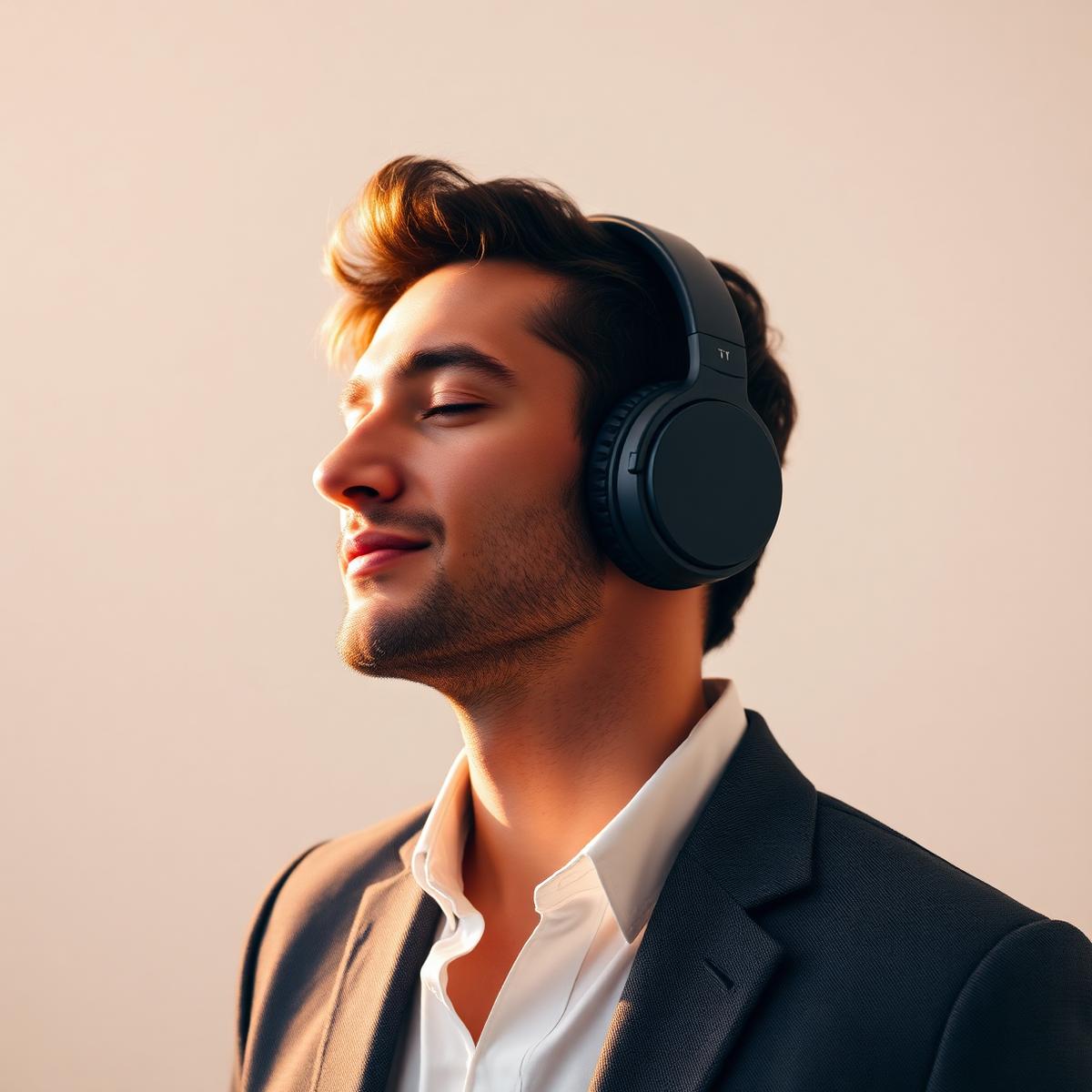 Person listening to a guided personal development audio session